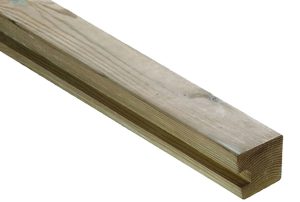 Grenen eindpaal-sleufpaal 88x88mm x 270cm t.b.v. 28mm blokhutprofielplanken groen geïmpregneerd