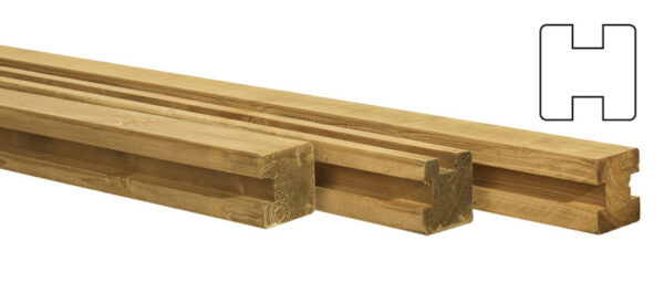 Grenen tussenpaal sleufpaal 88x88mm x 270cm groen geïmpregneerd - Afbeelding 2