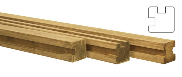 Grenen hoekpaal sleufpaal 88x88mm x 270cm groen geïmpregneerd t.b.v. 28mm profielplanken - Afbeelding 2