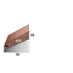 Meranti hardhout neuslat 18x45mm type GK30 sponning 30mm gegrond