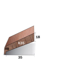 Meranti hardhout neuslat 18x49mm type GK35 sponning 35mm gegrond