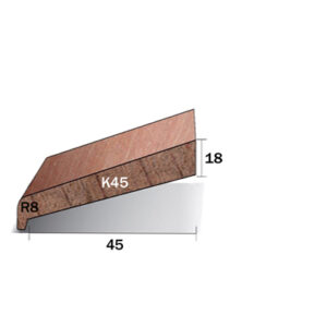 Meranti hardhout neuslat 18x59mm type GK45 sponning 45mm gegrond