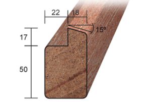 Meranti hardhout raamhout 40x67mm x 295cm enkelglas gegrond