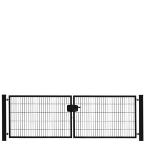 metalen dubbele tuinpoort 100x300cm zwart 1