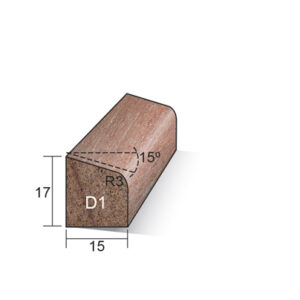 Meranti hardhout glaslat 17x15mm GKD1 gegrond