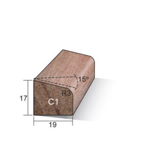 Meranti hardhout glaslat 17x19mm GKC1 gegrond