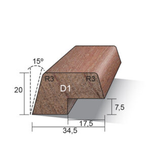 Meranti hardhout glaslat 20x34.5mm GKD1 isolatie gegrond