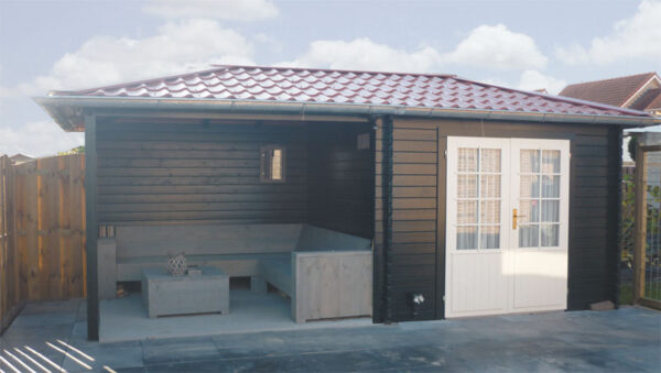 Vuren blokhut 300x300cm | 3030Z | met luifel 276cm - Afbeelding 4