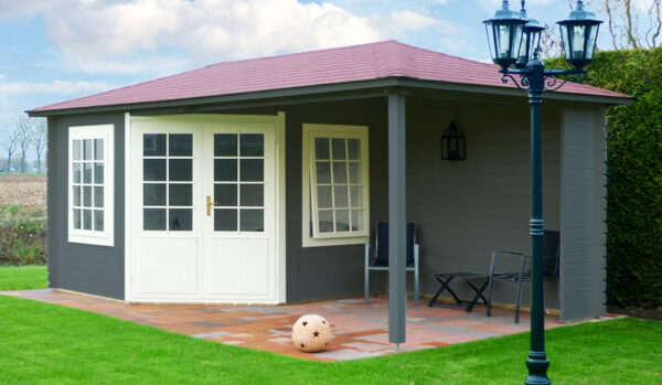 Vuren hoekblokhut 300x576cm | 3055Z Plus | met luifel 300cm - Afbeelding 3