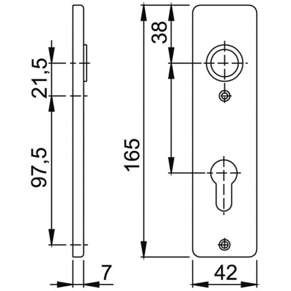 Aluminium F1 kortschild met cilindergat PC55 - Afbeelding 2