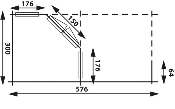 Vuren hoekblokhut 300x576cm | 3055Z Plus | met luifel 300cm - Afbeelding 2