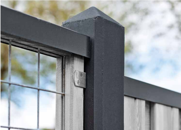 Beton tussenpaal | 100x100mm x 280cm | t.b.v. 2 betonplaten met motief | met diamantkop | gecoat | antraciet - Afbeelding 5