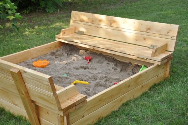 Zandbak Tom met deksel/zitbank 30x120x120cm (hxbxd) geïmpregneerd - Afbeelding 2