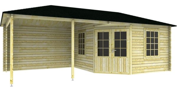 Vuren hoekblokhut 300x576cm | 3055Z Plus | met luifel 300cm - Afbeelding 6
