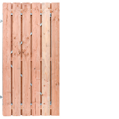 Douglas poortdeur 100x190cm op stalen verstelbaar frame | fijnbezaagd | 13 planken