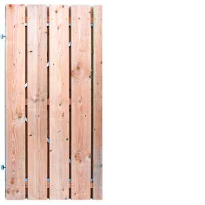 Douglas poortdeur 100x190cm op stalen verstelbaar frame | fijnbezaagd | 10 planken