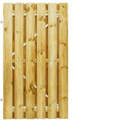 Grenen poortdeur 100x180cm op stalen verstelbaar frame | geschaafd groen geïmpregneerd | 13 planken