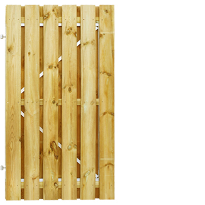 Grenen poortdeur 100x190cm op stalen verstelbaar frame | geschaafd groen geïmpregneerd | 13 planken