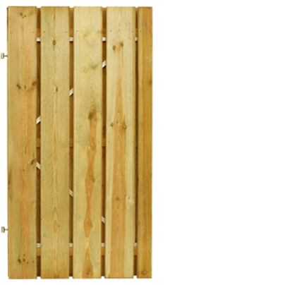 Grenen poortdeur 100x200cm op stalen verstelbaar frame | fijnbezaagd groen geïmpregneerd | 10 planken