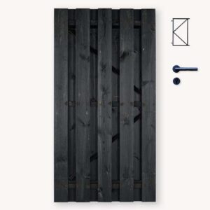 Tuindeur Solide - zwart grenen - gemiddelde doorkijk - zwart frame
