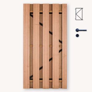 Tuindeur Solide - hardhout - gemiddelde doorkijk - zwart frame