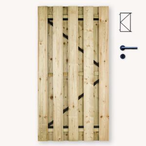 Tuindeur Solide - vuren - gemiddelde doorkijk - zwart frame