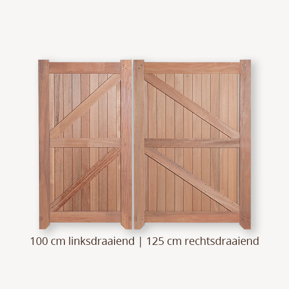 Hardhouten poort dubbel - 180x225 cm - Afbeelding 3