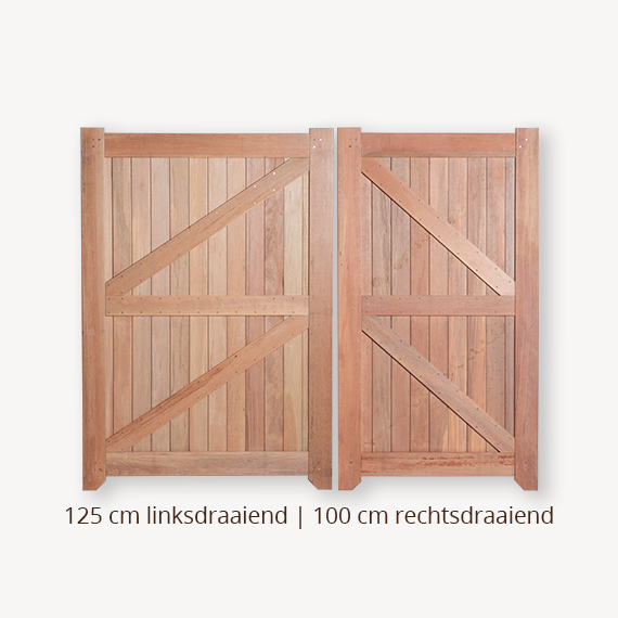 Hardhouten poort dubbel - 180x225 cm - Afbeelding 3