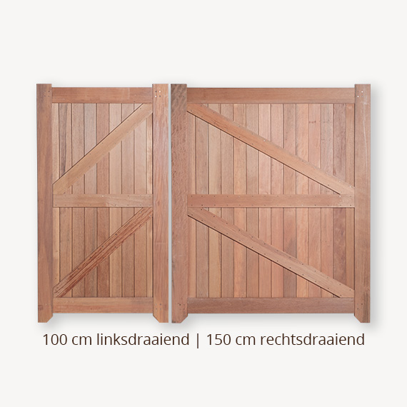 Hardhouten poort dubbel - 180x250 cm - Afbeelding 3