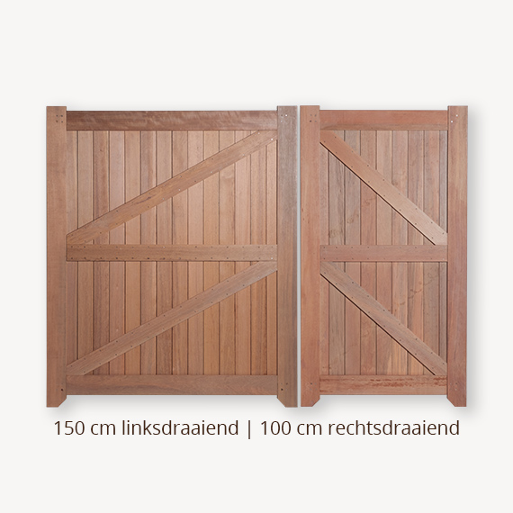 Hardhouten poort dubbel - 180x250 cm - Afbeelding 3