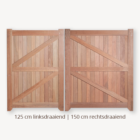 Hardhouten poort dubbel - 180x275 cm - Afbeelding 3