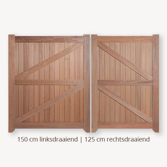 Hardhouten poort dubbel - 180x275 cm - Afbeelding 3