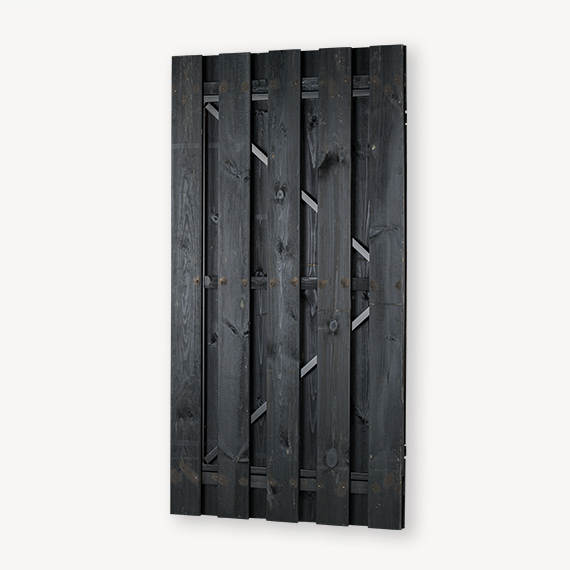 Tuindeur Solide - zwart grenen - gemiddelde doorkijk - zwart frame - Afbeelding 2