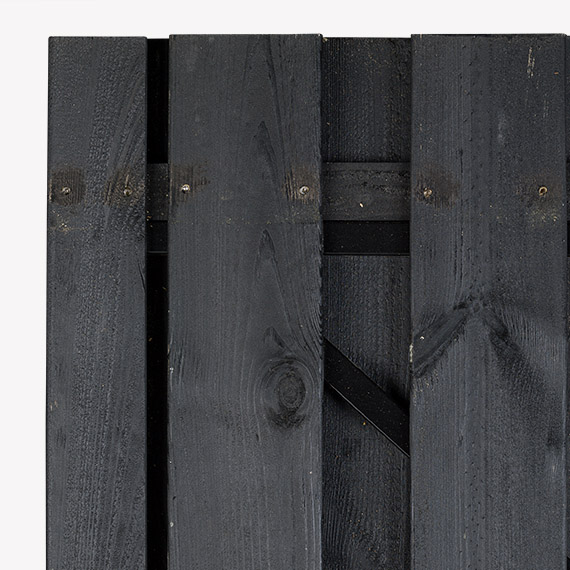 Tuindeur Solide - zwart grenen - gemiddelde doorkijk - zwart frame - Afbeelding 3