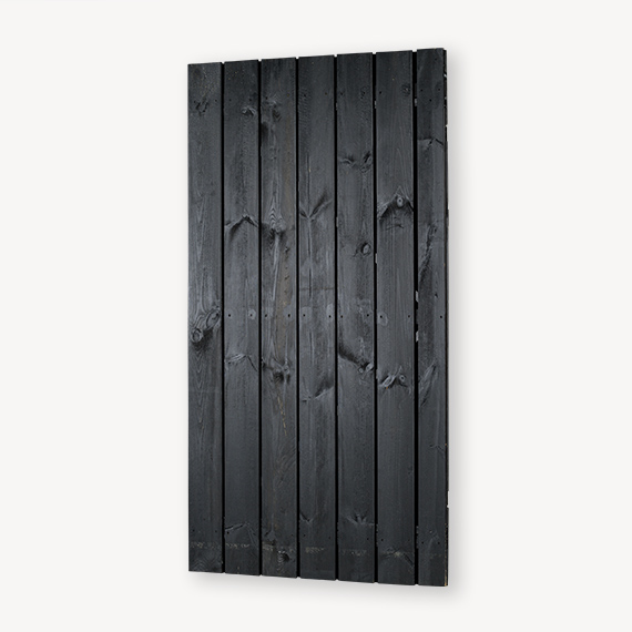Tuindeur Solide - zwart grenen - geen doorkijk - zwart frame - Afbeelding 3