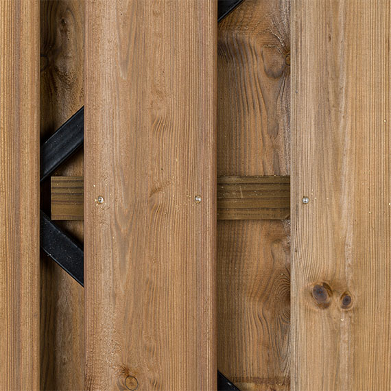 Tuindeur Solide - bruin grenen - gemiddelde doorkijk - zwart frame - Afbeelding 4