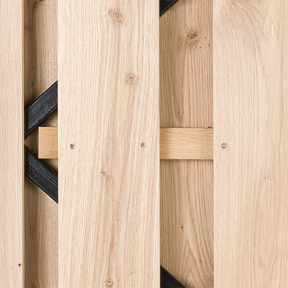 Tuindeur Solide - eikenhout - gemiddelde doorkijk - zwart frame - Afbeelding 5