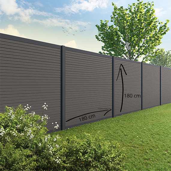 Tuinscherm RABAT - composiet - dark grey triple - voor aluminium palen