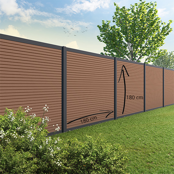 Tuinscherm RABAT - composiet - ipé brown triple - voor aluminium palen