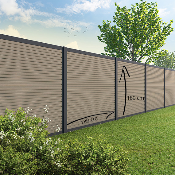 Tuinscherm RABAT - composiet - light grey triple - voor aluminium palen