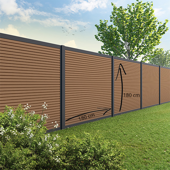 Tuinscherm RABAT | Composiet | Teak brown triple | Voor aluminium palen
