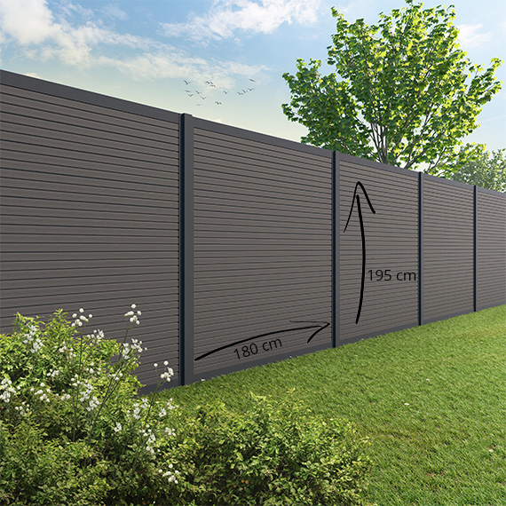Tuinscherm RABAT - composiet - dark grey triple - voor aluminium palen - Afbeelding 2