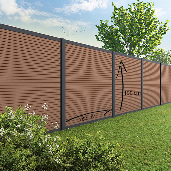 Tuinscherm RABAT - composiet - ipé brown triple - voor aluminium palen - Afbeelding 2