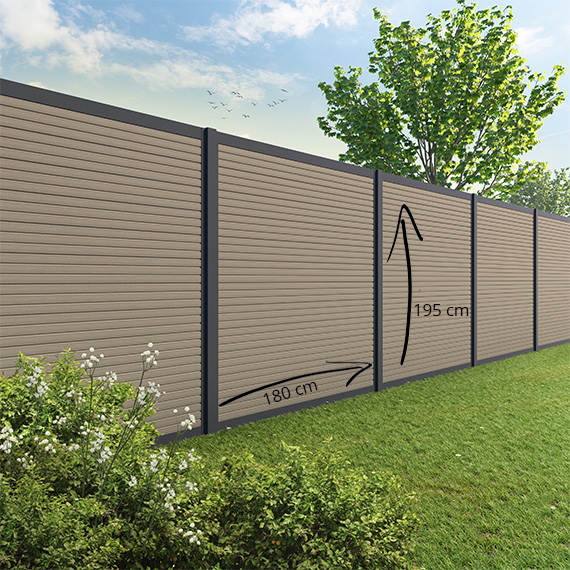 Tuinscherm RABAT - composiet - light grey triple - voor aluminium palen - Afbeelding 2