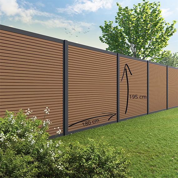 Tuinscherm RABAT | Composiet | Teak brown triple | Voor aluminium palen - Afbeelding 2